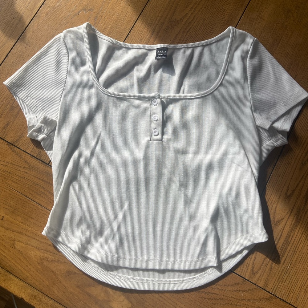SHEIN brand, large, white, cropped t shirt